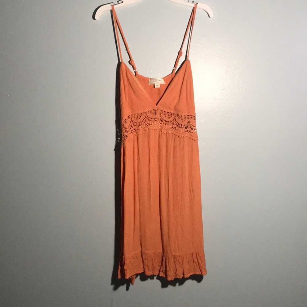 Orange Dress With Lace Cutout